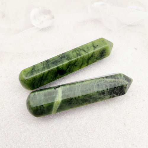 Green Jade Faceted Wand (approx. 8x1.9cm)