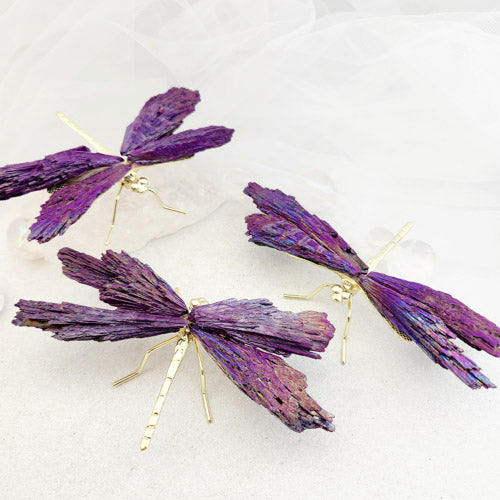 Purple Electroplated Black Kyanite Dragonfly (assorted. approx. 13.5-14.7x8.3cm)