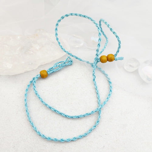 Sky Blue Braided Cord Crystal Holder Pendant