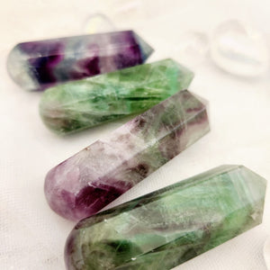 Rainbow Fluorite Faceted Wand