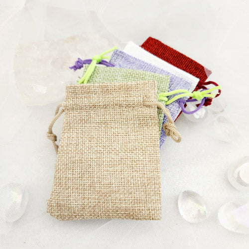 Burlap Look Pouch (polyester. assorted colours. approx. 9x7cm)