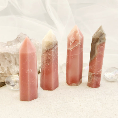 Pink Opal Polished Point (assorted. approx. 7-7.2x1.9-2.3cm)