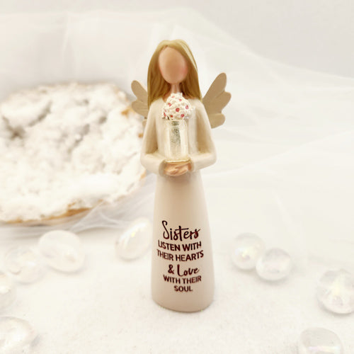 Sister's Listen With Their Hearts Angel Figurine (approx 12.5cm)