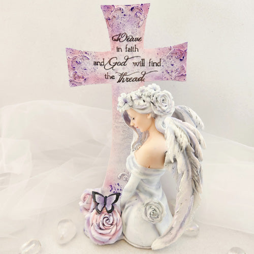 Weave In Faith and God Will Find The Thread Angel (approx. 26x14x16cm)