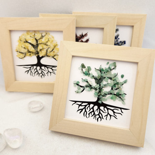Crystal Chip Tree of Life in Frame (assorted crystals. approx. 13x13cm)