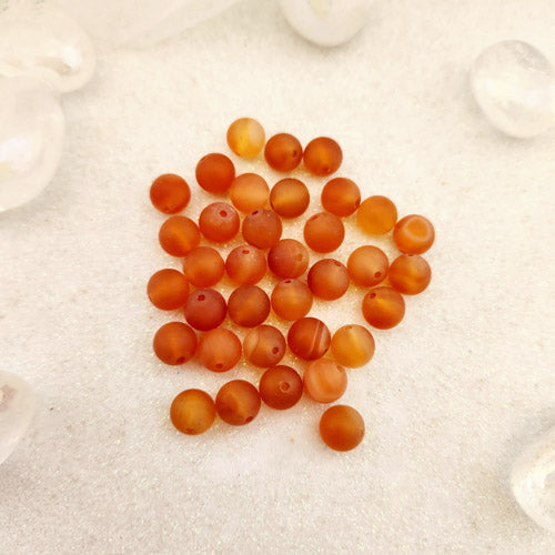 Carnelian Frosted Bead (assorted. round. approx. 8mm)