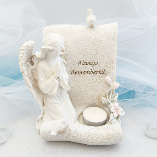 Memorial Angel Tealight Candle Holder (approx. 17x12.5cm)