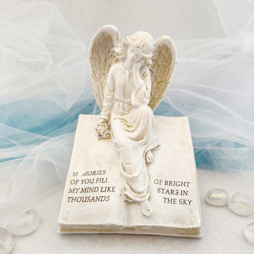 Memorial Angel on Book (approx 17x14cm)
