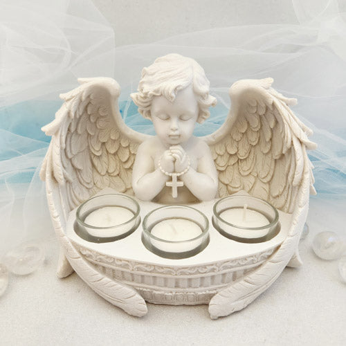 Praying Cherub Angel Candle Holder (approx 21x14cm)