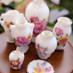 Fairy Garden/Dolls House Floral Vase 7 Piece Set