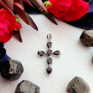 Garnet Cross Pendant