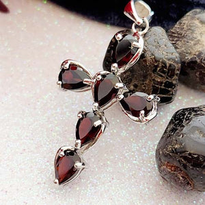 Garnet Cross Pendant