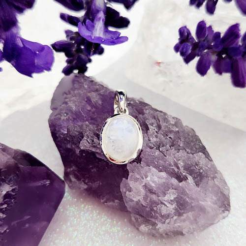 Moonstone Oval Pendant (sterling silver)