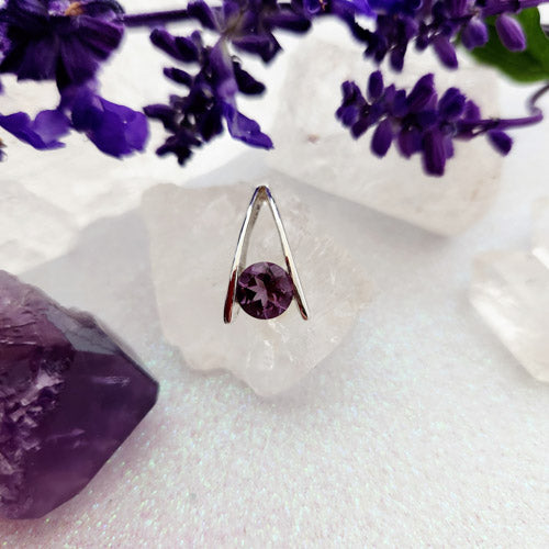 Amethyst Faceted Pendant (sterling silver)