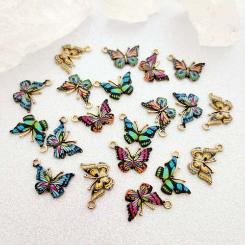 Colourful Butterfly Charm (assorted colours. enamel & gold metal)