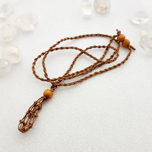Brown/Camel  Braided Cord Crystal Holder Pendant