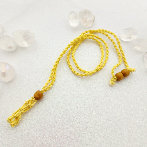 Yellow Braided Cord Crystal Holder Pendant (adjustable)