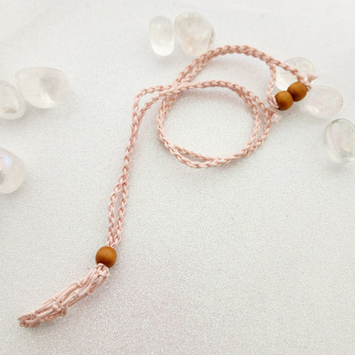 Pale Pink Braided Cord Crystal Holder Pendant
