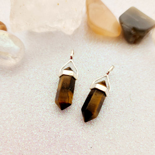 Gold Tiger's Eye Point Pendant (small. assorted. sterling silver)