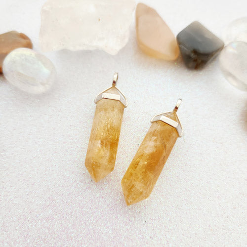 Citrine Chunky Point Pendant (heat treated. assorted. sterling silver).