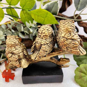 Three Owls on Branch (approx. 14cm)