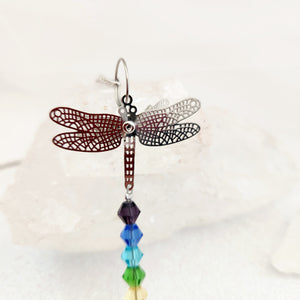 Hanging Dragonfly Prism with Chakra Beads