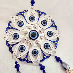 Blue Eye aka Evil Eye Mandala Hanging with Prisms