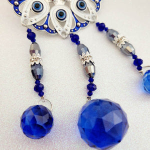 Blue Eye aka Evil Eye Mandala Hanging with Prisms