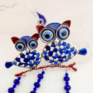 Blue Eye aka Evil Eye Owls Hanging with Prisms