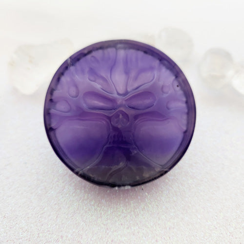 Purple Fluorite Skull Tree of Life Disk (approx. 5.5cm diameter)