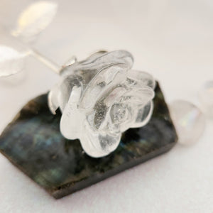 Clear Quartz Rose on Silver Metal Stem