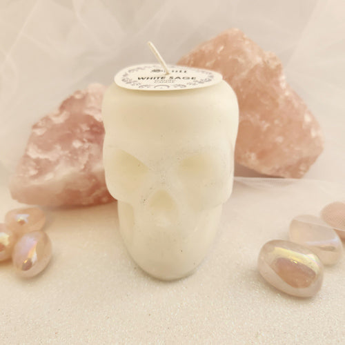 White Sage Skull Candle