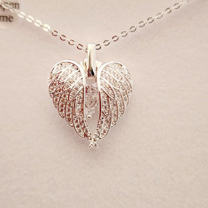 Guardian Angel Wings and Heart Pendant