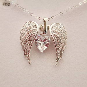 Guardian Angel Wings and Heart Pendant
