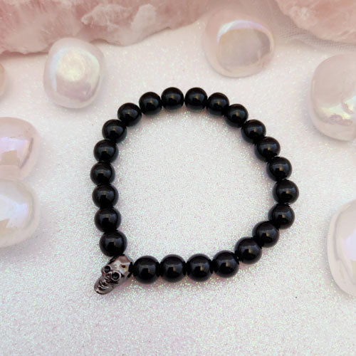 Black Obsidian Skull Bracelet (grounding, purification & protection)