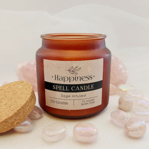 Happiness Spell Candle Sage Infused (70 hours burn time)