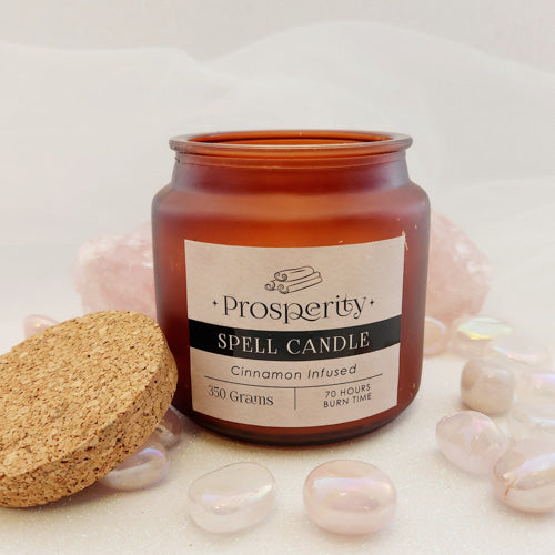 Prosperity Spell Candle - Cinnamon Infused (approx. 70 hours burn time)