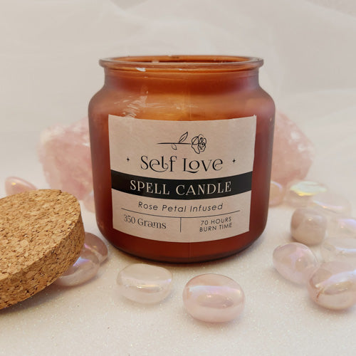 Self Love Spell Candle - Rose Petal Infused (approx. 70 hours  burn time)