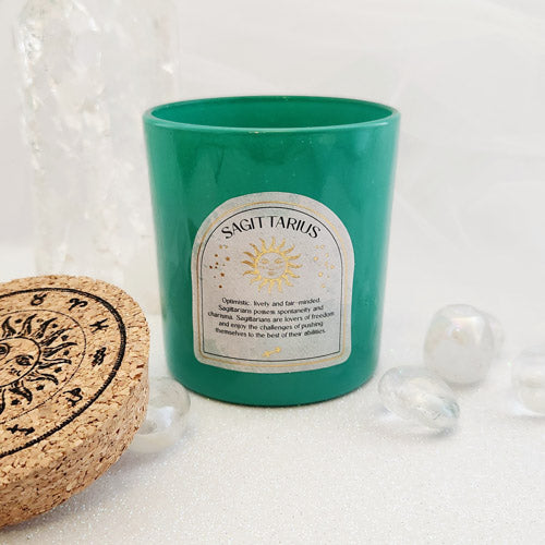 Sagittarius Ylang Ylang & Amber Gemstone Glass Candle
