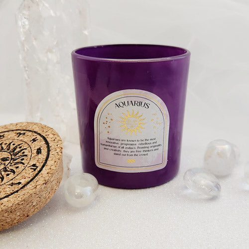 Aquarius Bergamot & Mandarin Gemstone Glass Candle (approx. 21 hours burn time)