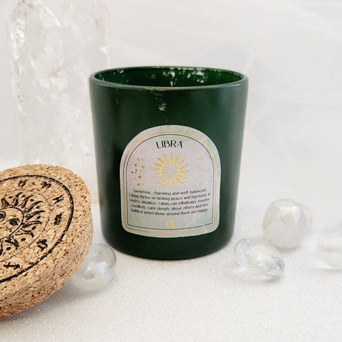 Libra Sweet Jasmine Gemstone Glass Candle