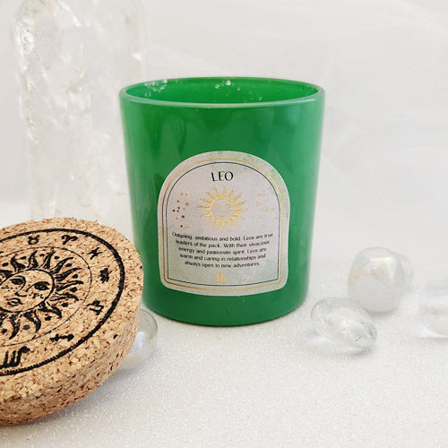 Leo Orange & Bergamot Gemstone Glass Candle (approx. 21 hours burn time)