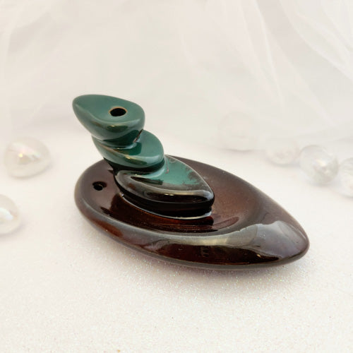 Green Pebble Backflow Incense Burner