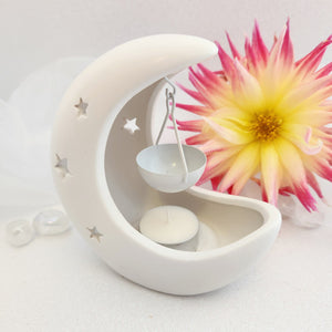 White Crescent Moon Oil Burner