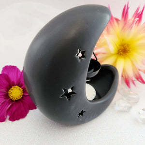 Black Crescent Moon Oil Burner