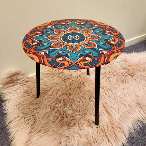 Moroccan Mandala Glass Table (approx. 40x 40x 40cm)