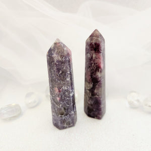 Lepidolite with Pink Tourmaline Polished Point