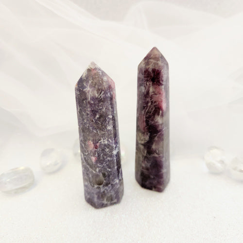 Lepidolite with Pink Tourmaline Polished Point (assorted. approx. 9.1-9.4x2.4-2.8cm)