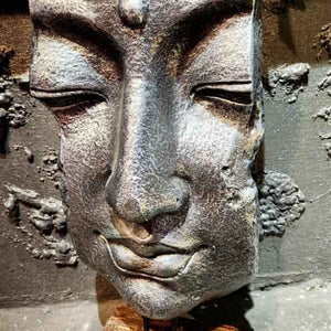 Grey Buddha Face on Stand