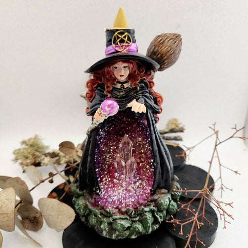 Purple Witch Backflow Incense Burner (lights up. approx. 18x12cm)